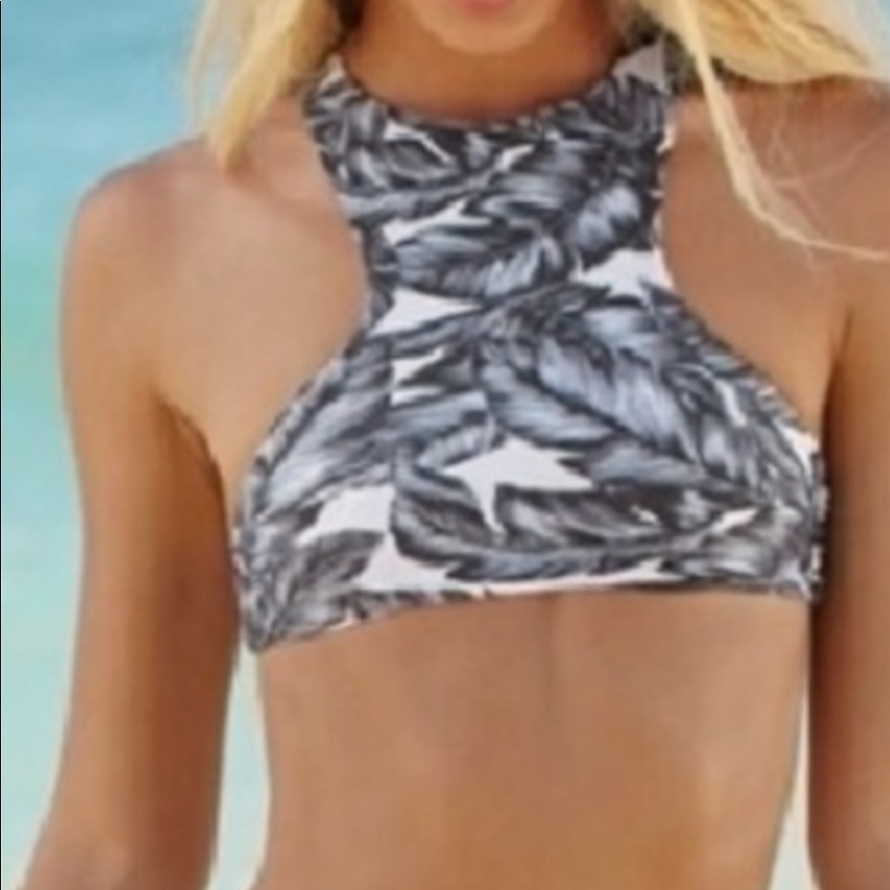 Mikoh large blake and white floral swim top